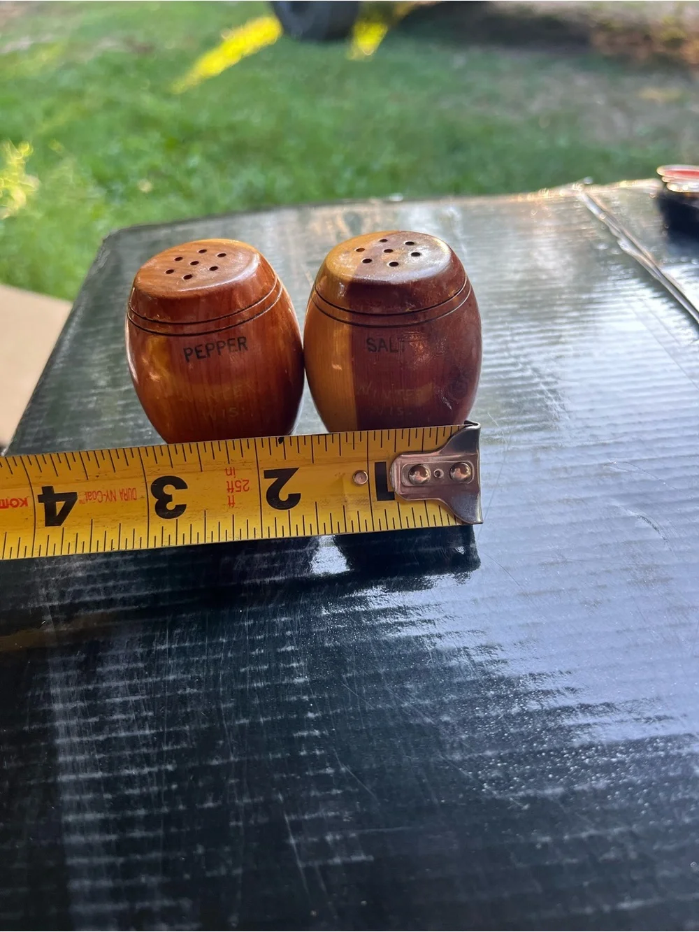 Vintage Wooden Salt and Pepper Shaker Set - Two-Tone Brown